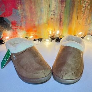 Women's Cozy Memory Foam Suede Slippers Slip on Indoor Outdoor, 6-7 B(M) US, Tan